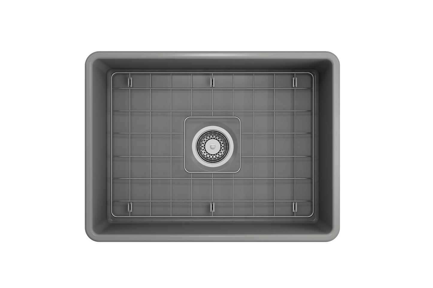 Classico Farmhouse Apron Front Fireclay 24" Single Bowl Kitchen Sink, Matte Gray