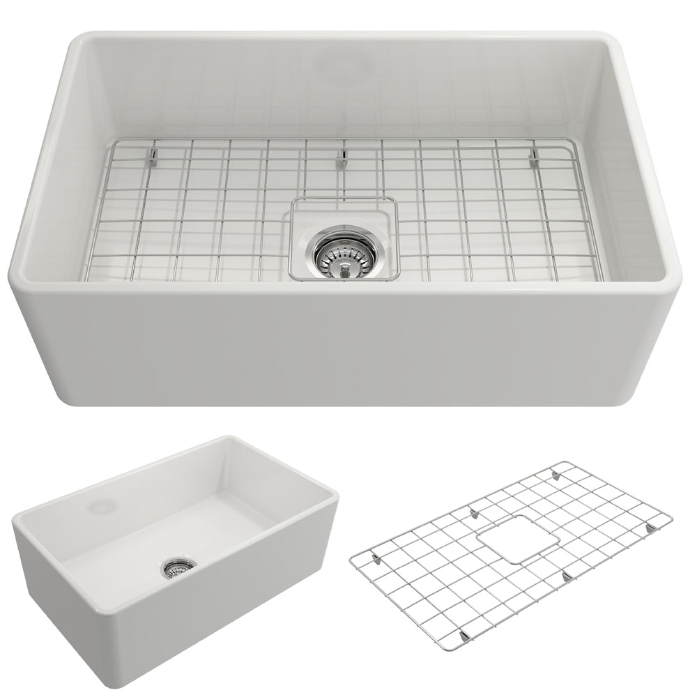 Classico Farmhouse Apron Front Fireclay 30" Single Bowl Kitchen Sink in White