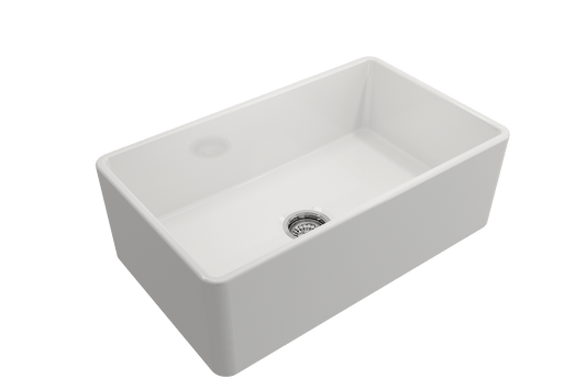 Classico Farmhouse Apron Front Fireclay 30" Single Bowl Kitchen Sink in White