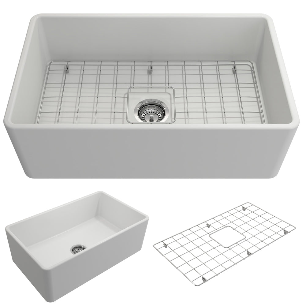 Classico Farmhouse Apron Front Fireclay 30" Single Bowl Kitchen Sink Matte White