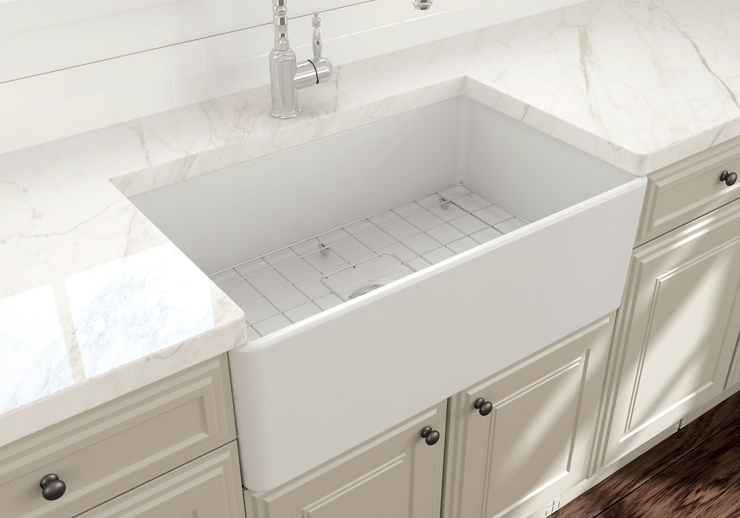 Classico Farmhouse Apron Front Fireclay 30" Single Bowl Kitchen Sink Matte White