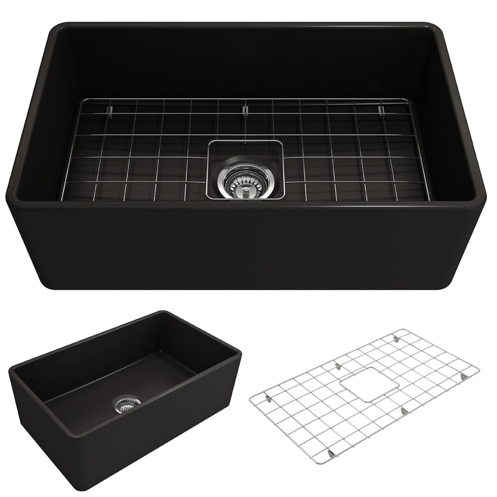 Classico Farmhouse Apron Front Fireclay 30" Single Bowl Kitchen Sink Matte Black