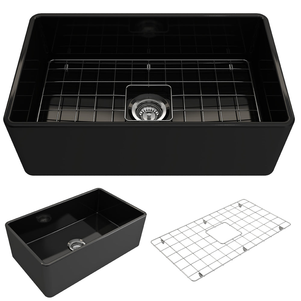 Classico Farmhouse Apron Front Fireclay 30" Single Bowl Kitchen Sink in Black