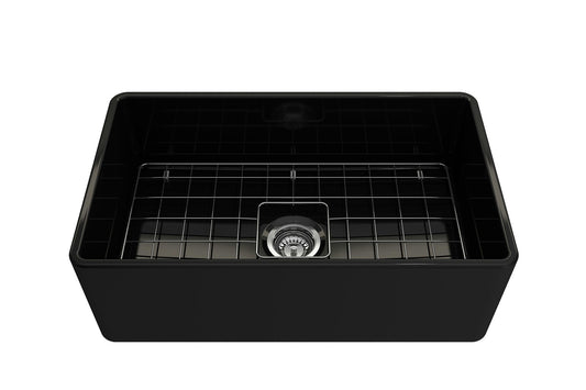 Classico Farmhouse Apron Front Fireclay 30" Single Bowl Kitchen Sink in Black