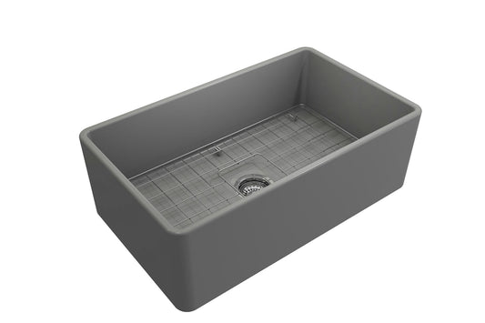 Classico Farmhouse Apron Front Fireclay 30" Single Bowl Kitchen Sink in Gray