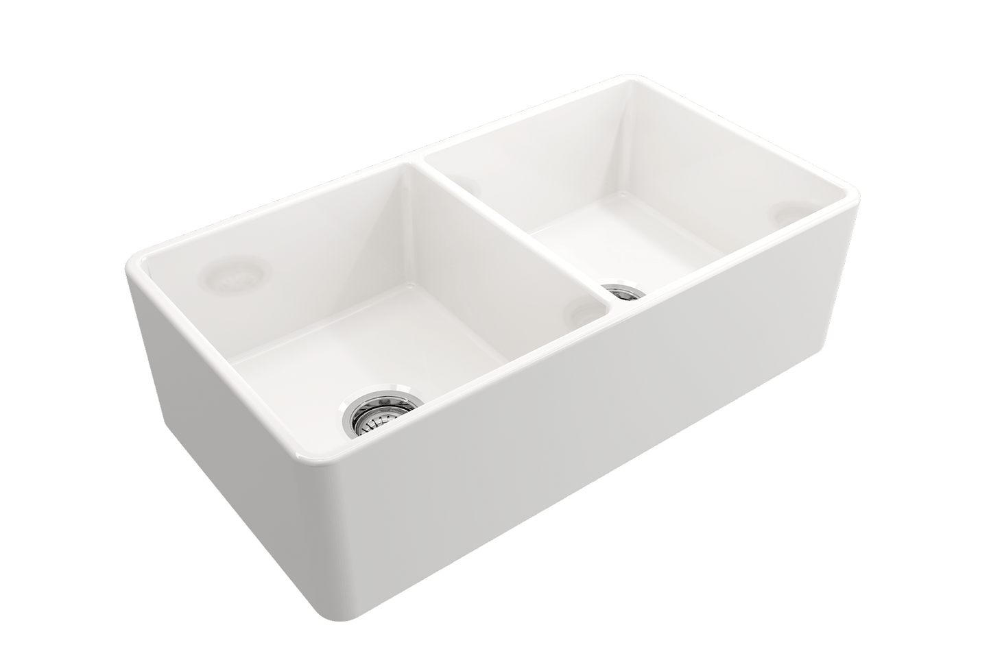 Classico Farmhouse Apron Front Fireclay 33" Double Bowl Kitchen Sink in White