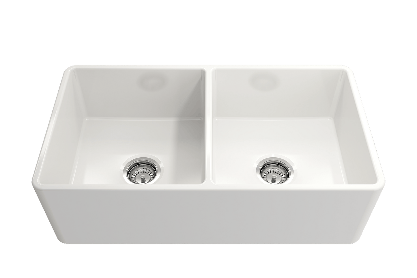 Classico Farmhouse Apron Front Fireclay 33" Double Bowl Kitchen Sink in White