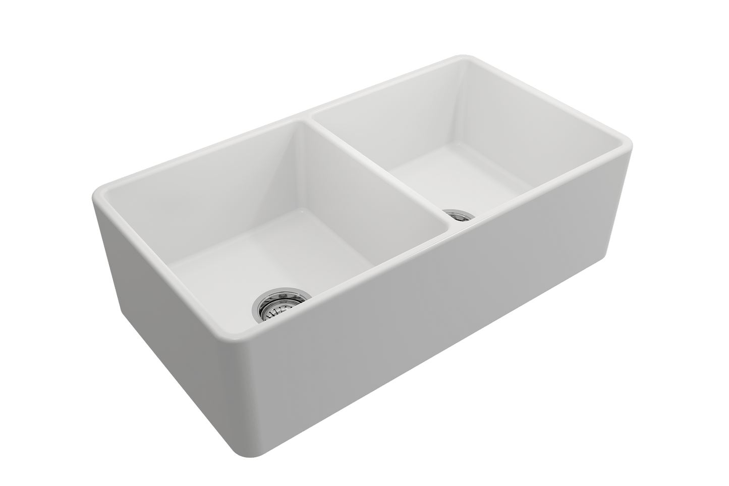 Classico Farmhouse Apron Front Fireclay 33" Double Bowl Kitchen Sink Matte White