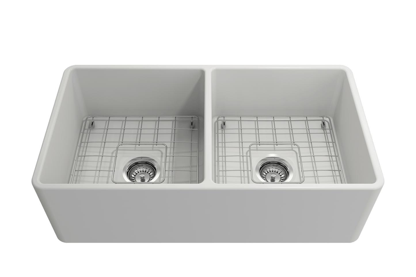 Classico Farmhouse Apron Front Fireclay 33" Double Bowl Kitchen Sink Matte White