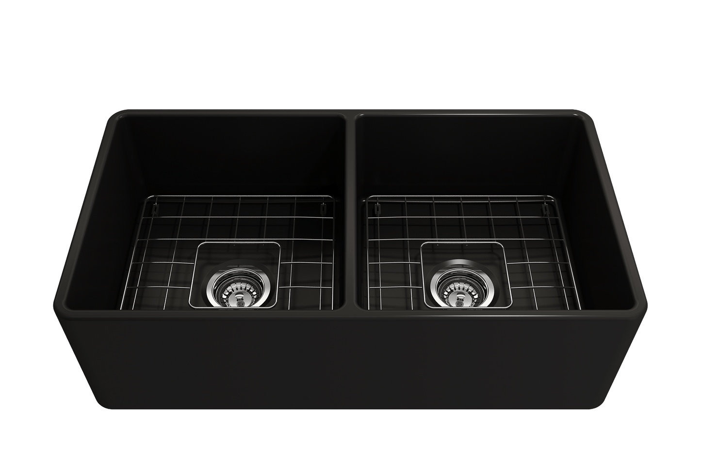 Classico Farmhouse Apron Front Fireclay 33" Double Bowl Kitchen Sink Matte Black