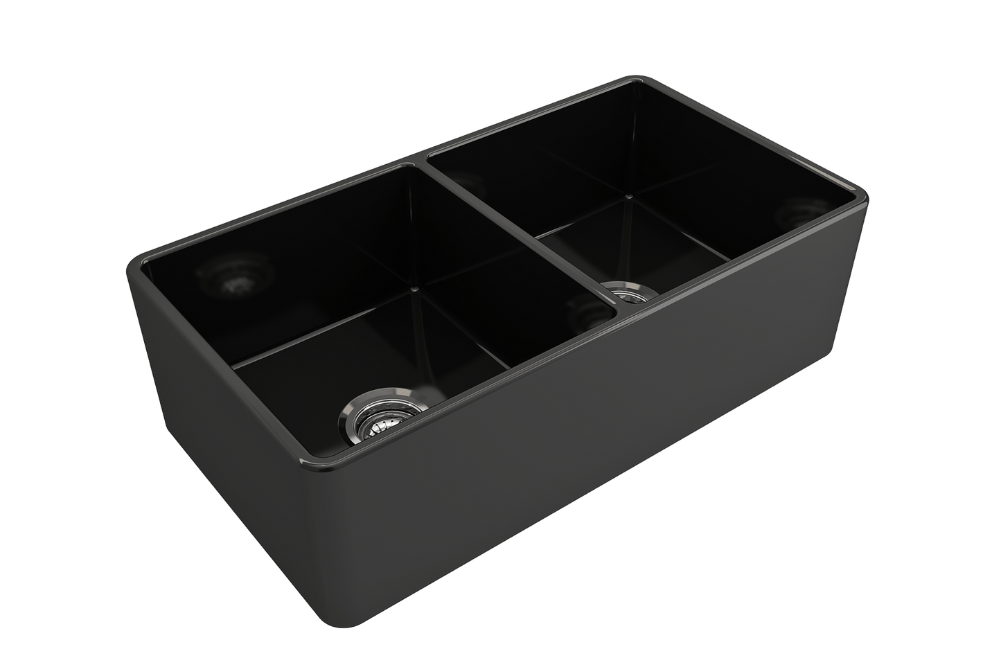 Classico Farmhouse Apron Front Fireclay 33" Double Bowl Kitchen Sink in Black