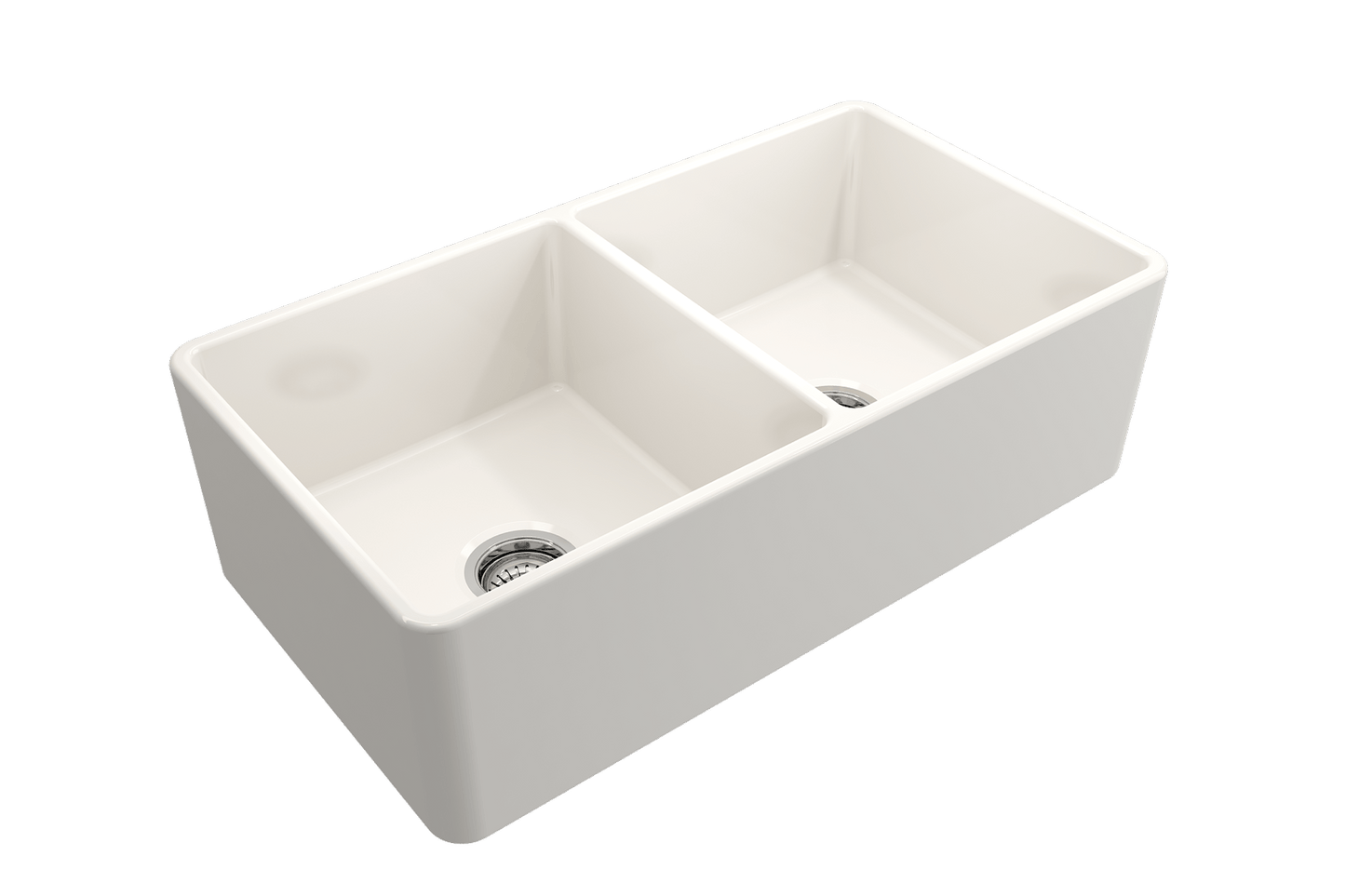 Classico Farmhouse Apron Front Fireclay 33" Double Bowl Kitchen Sink in Biscuit