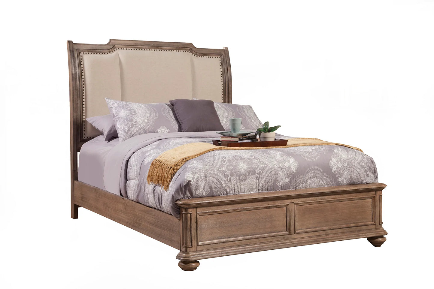 Melbourne Standard King Sleigh Bed w/Upholstered Headboard, French Truffle