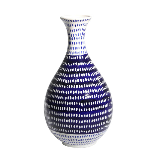 Ec, Blue/white Spotted Vase 12.75"