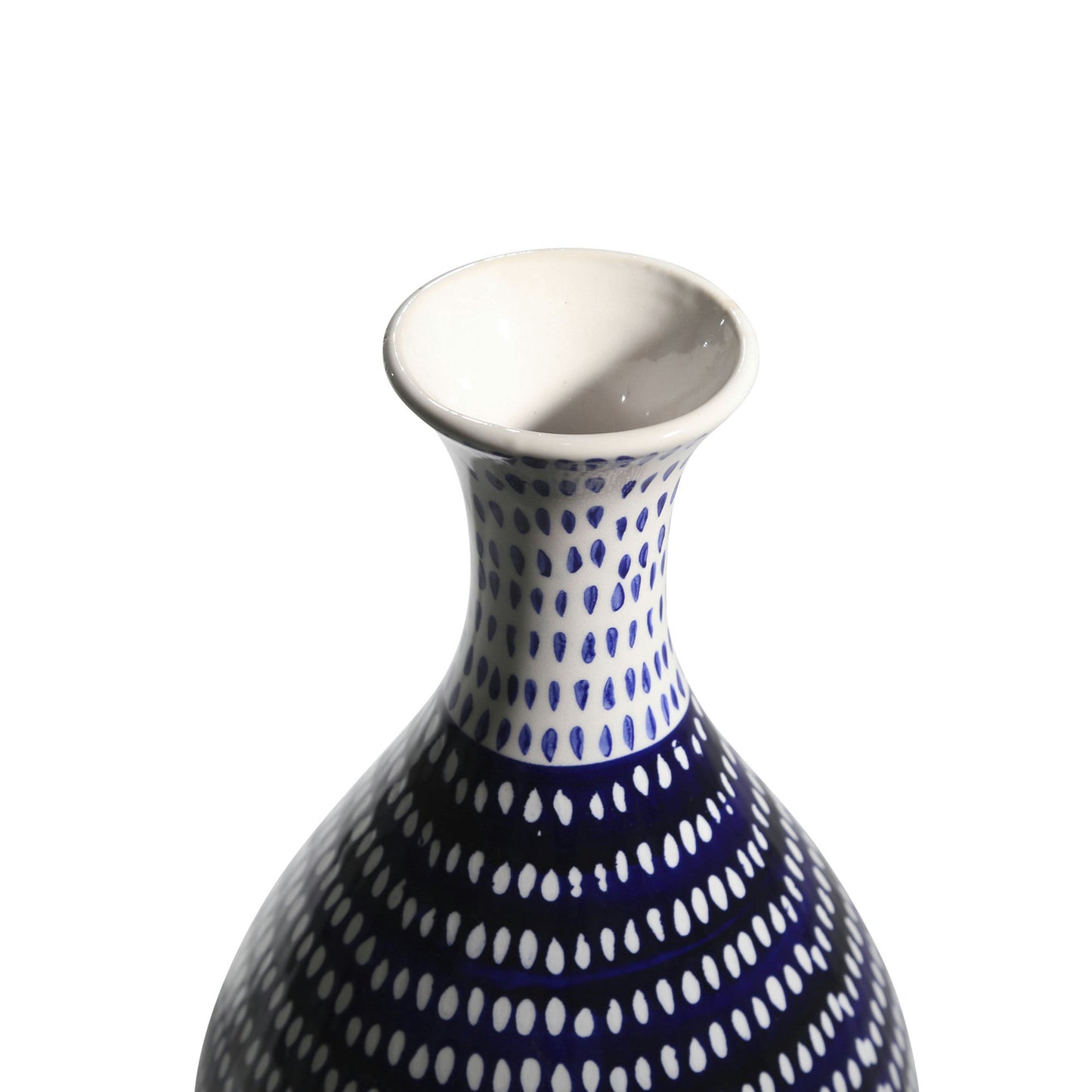 Ec, Blue/white Spotted Vase 12.75"