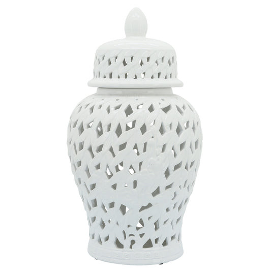 Pierced White Temple Jar 18"