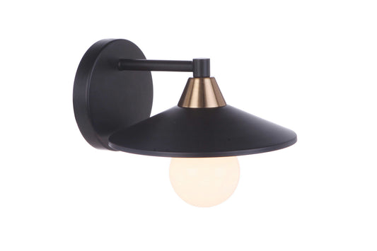 Isaac 1 Light Wall Sconce in Flat Black / Satin Brass