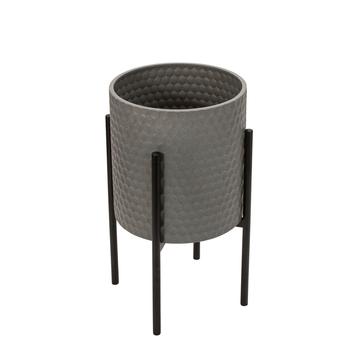 S/2 Honeycomb Planter On Metalstand, Gray/blk