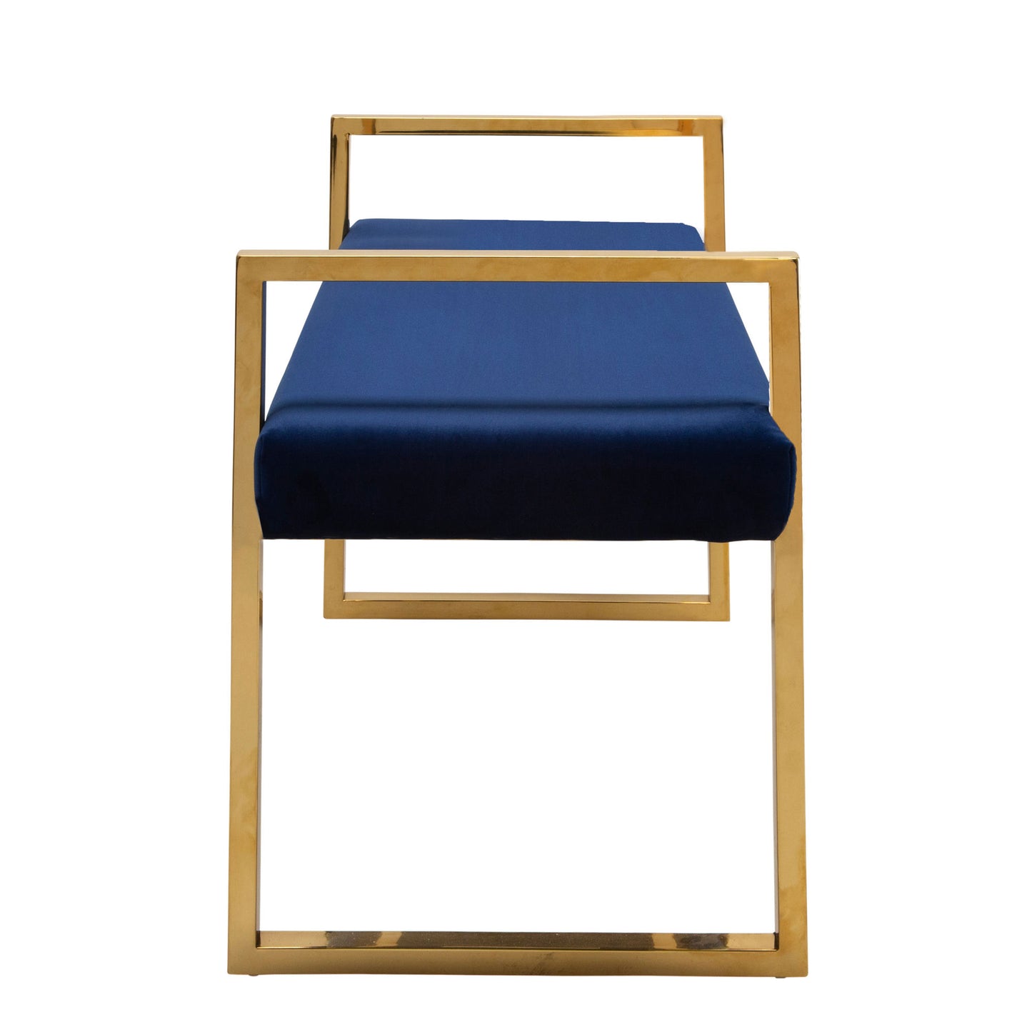 Navy/gold Velveteen Bench W/ Handles