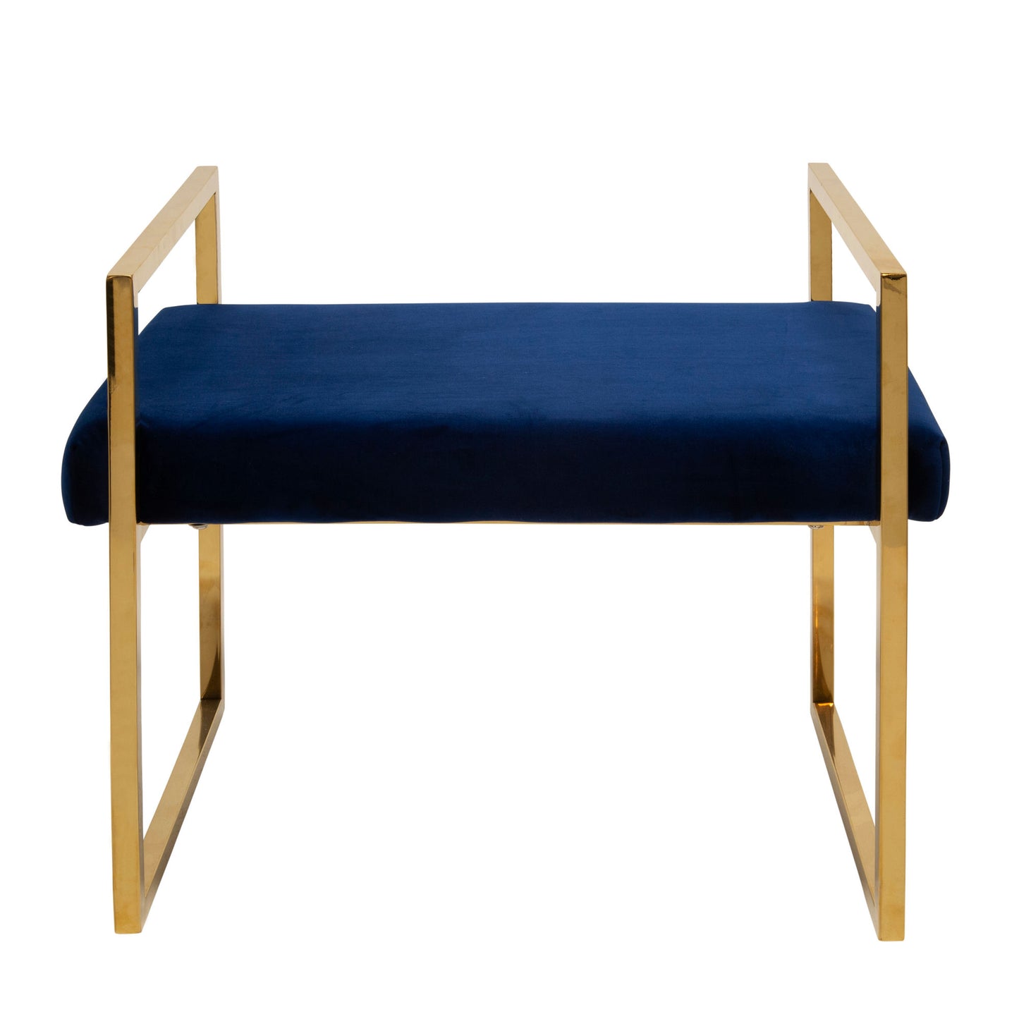 Navy/gold Velveteen Bench W/ Handles