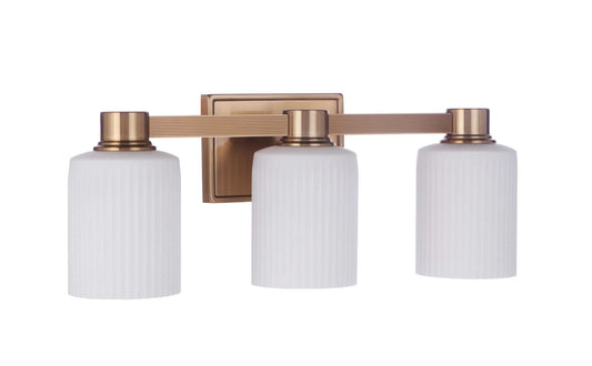 Bretton 3 Light Vanity, Satin Brass