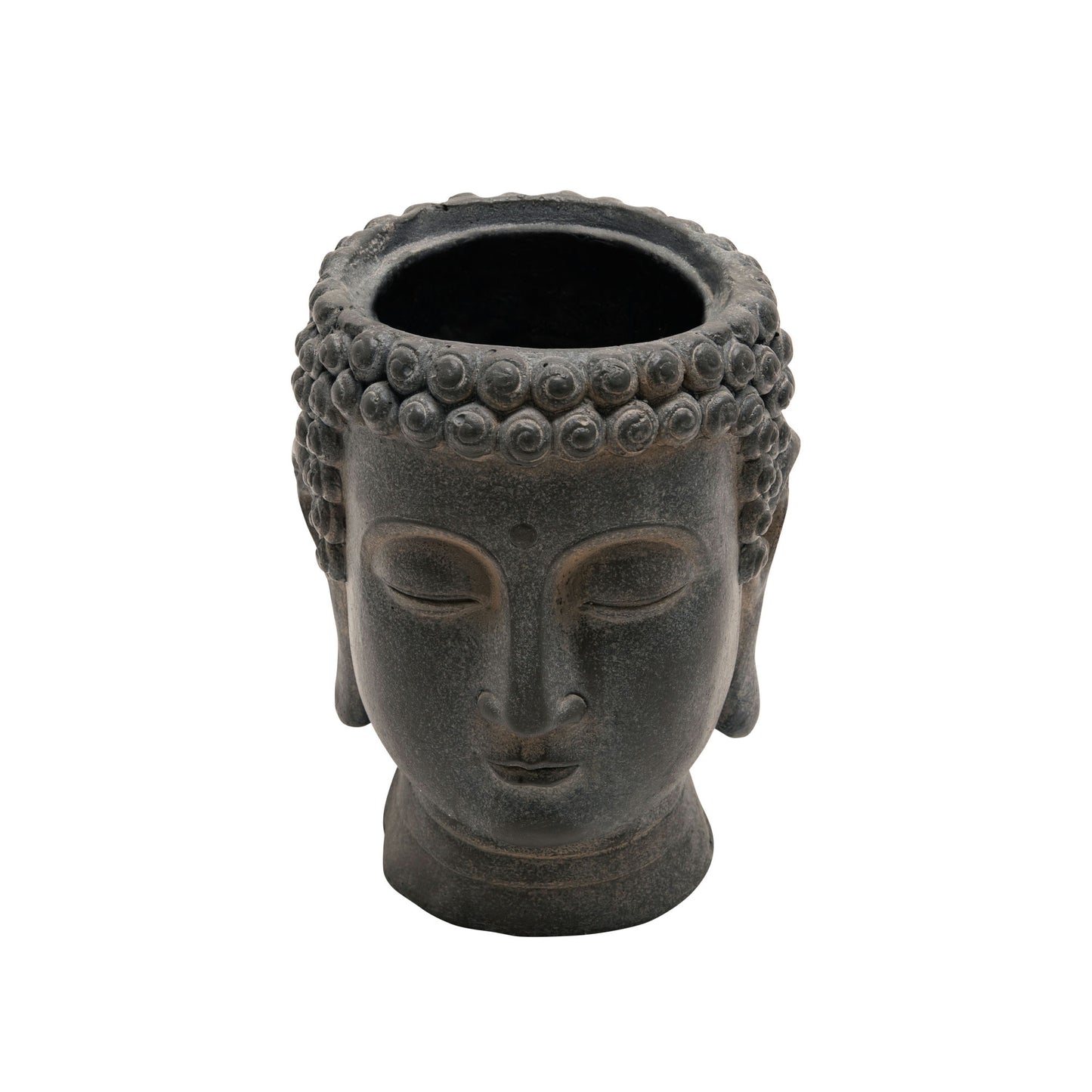 Resin 9" Buddha Flower Pot, Black