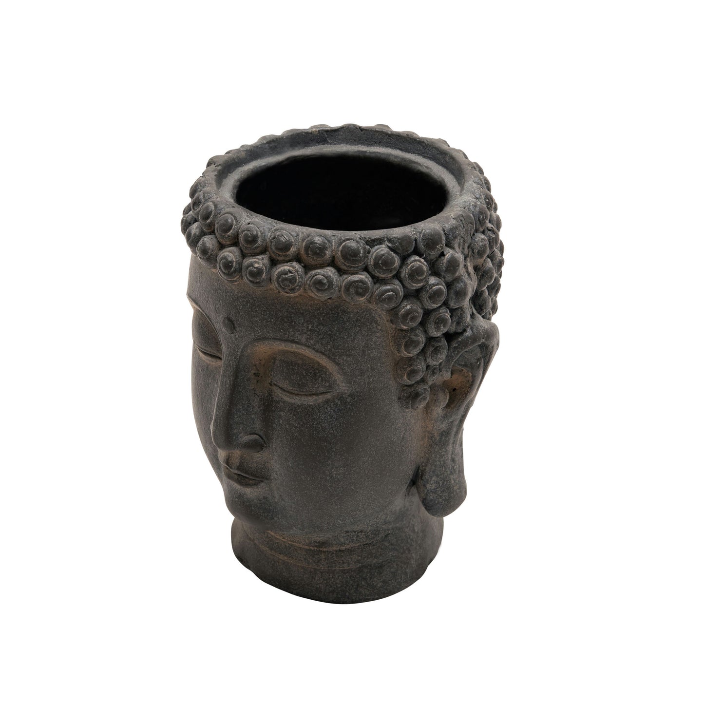 Resin 9" Buddha Flower Pot, Black