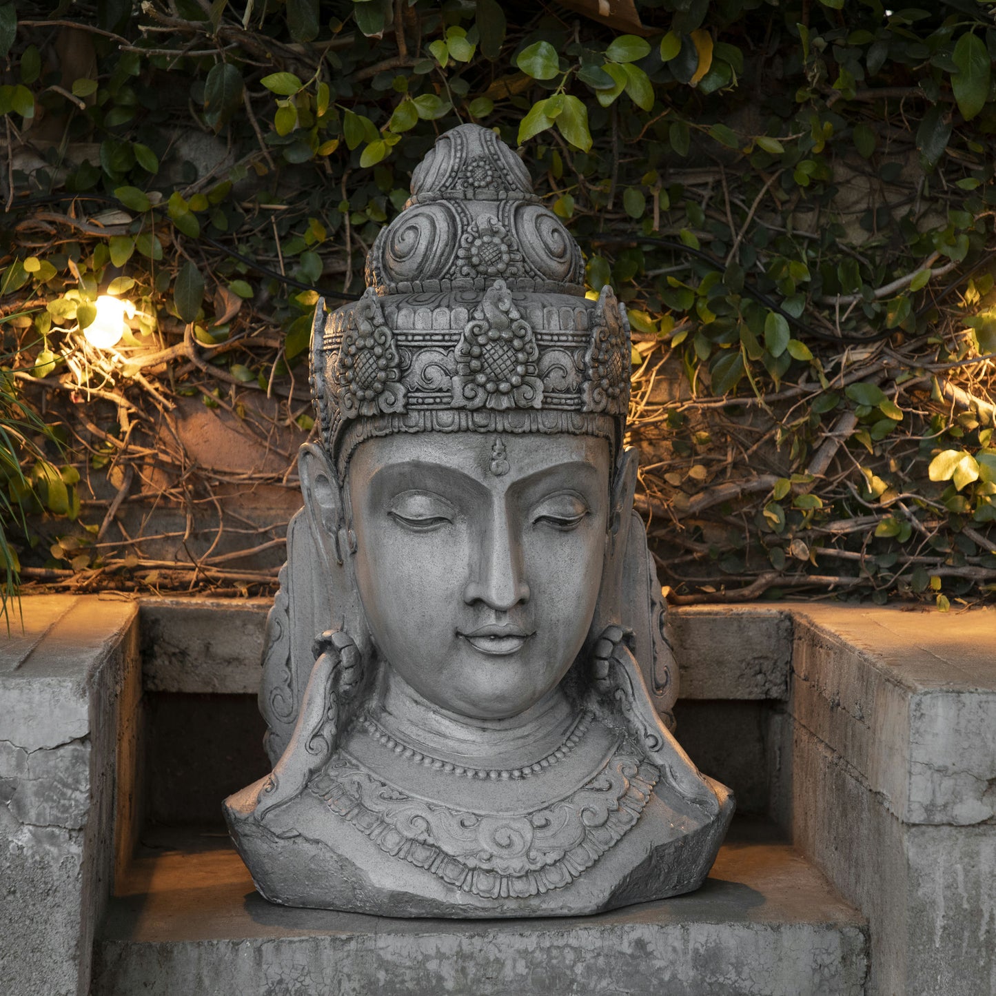 Resin 33" Buddha Head, Grey