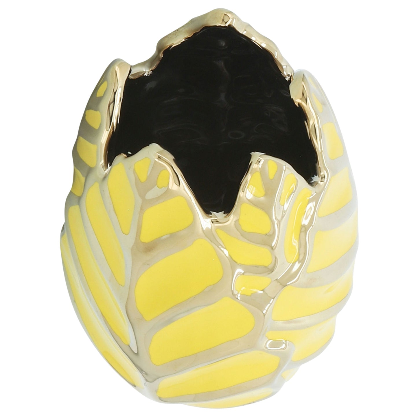 Ceramic 8"h Leaf Vase, Yellow/gold