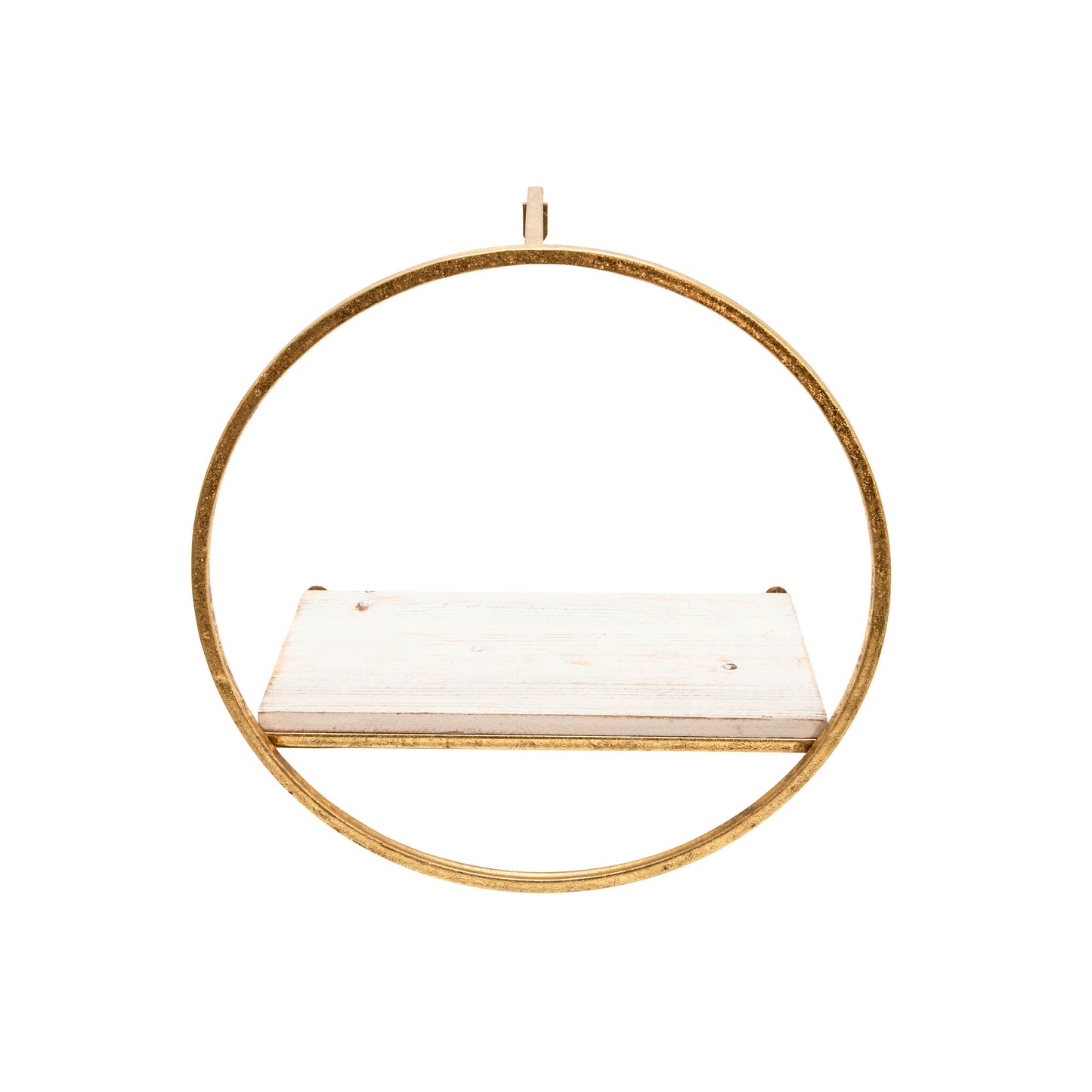 S/3 Metal & Wood Wall Shelves, Gold/white