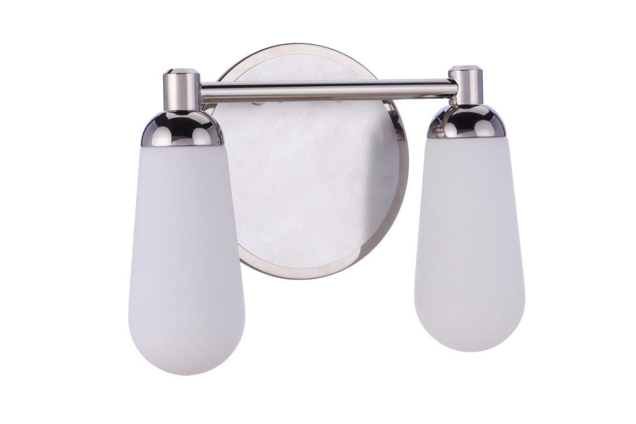 Riggs 2 Light Vanity, Brushed Polished Nickel / Polished Nickel, Damp Rated