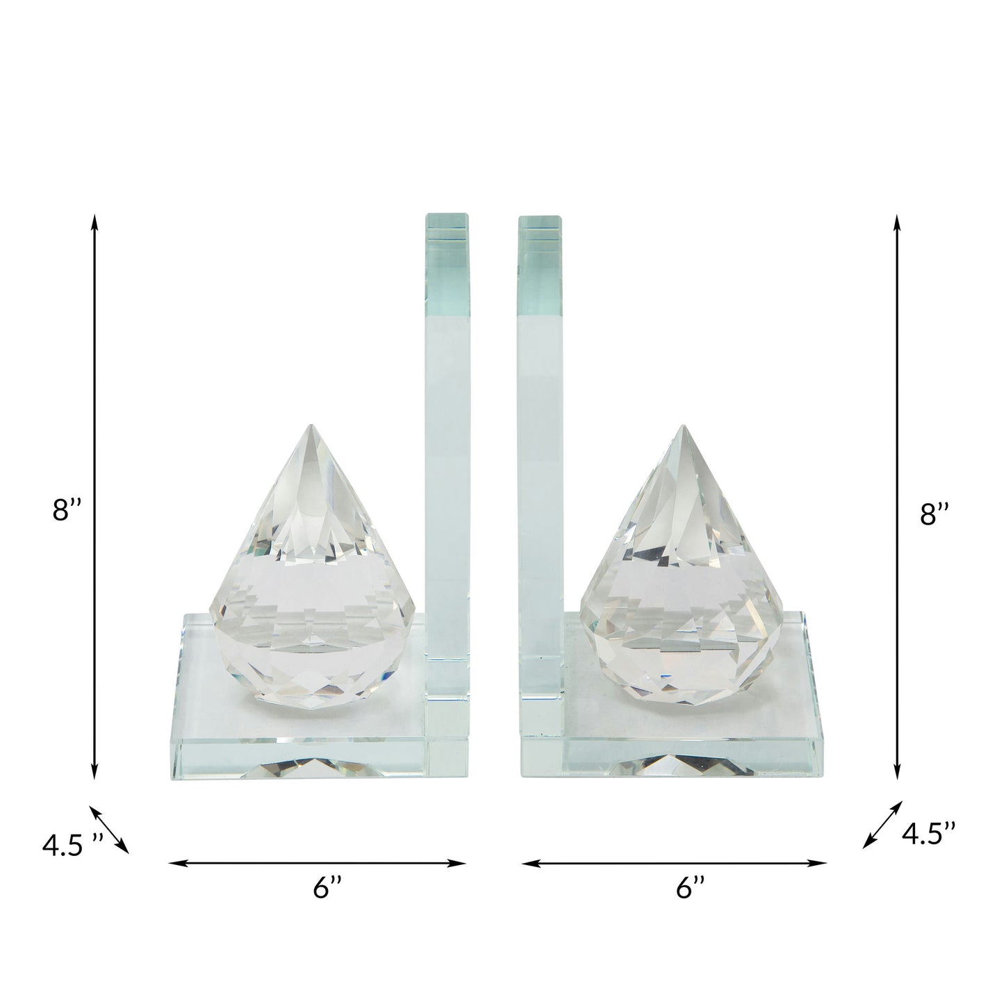 S/2 Crystal Teardrop Bookends
