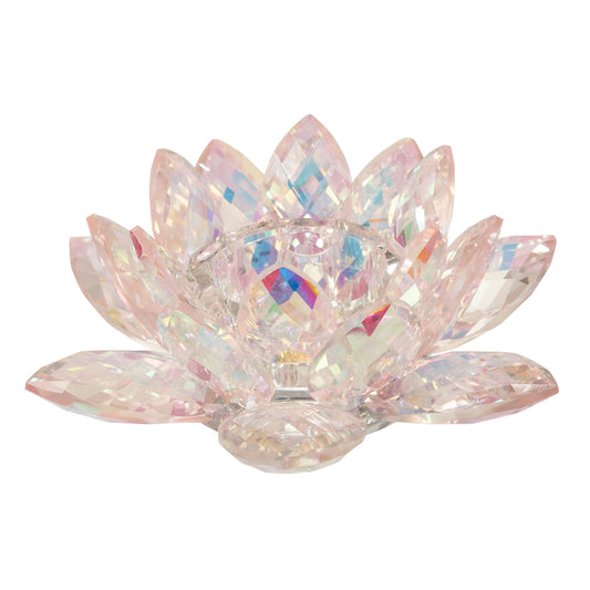 Blush Crystal Lotus Votive Holder 8.25"