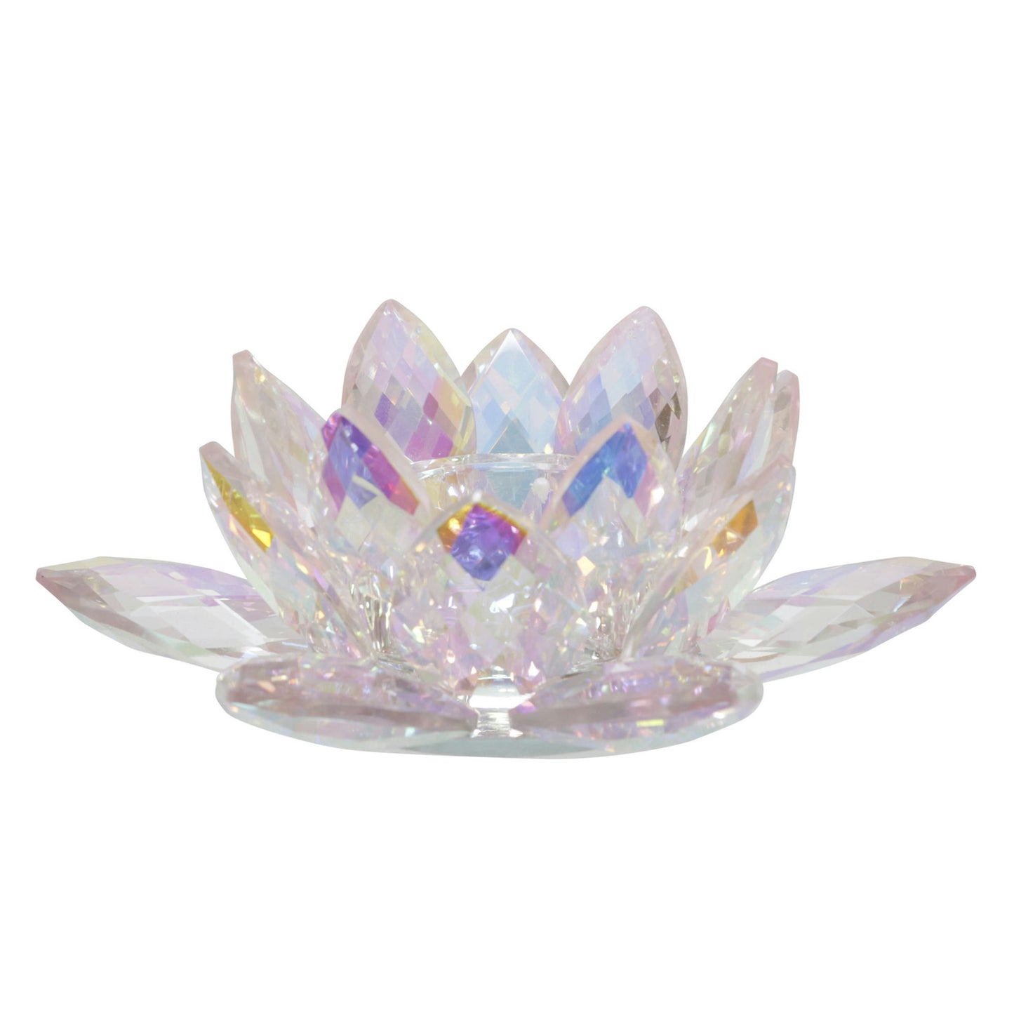 Blush Crystal Lotus Votive Holder 8.25"
