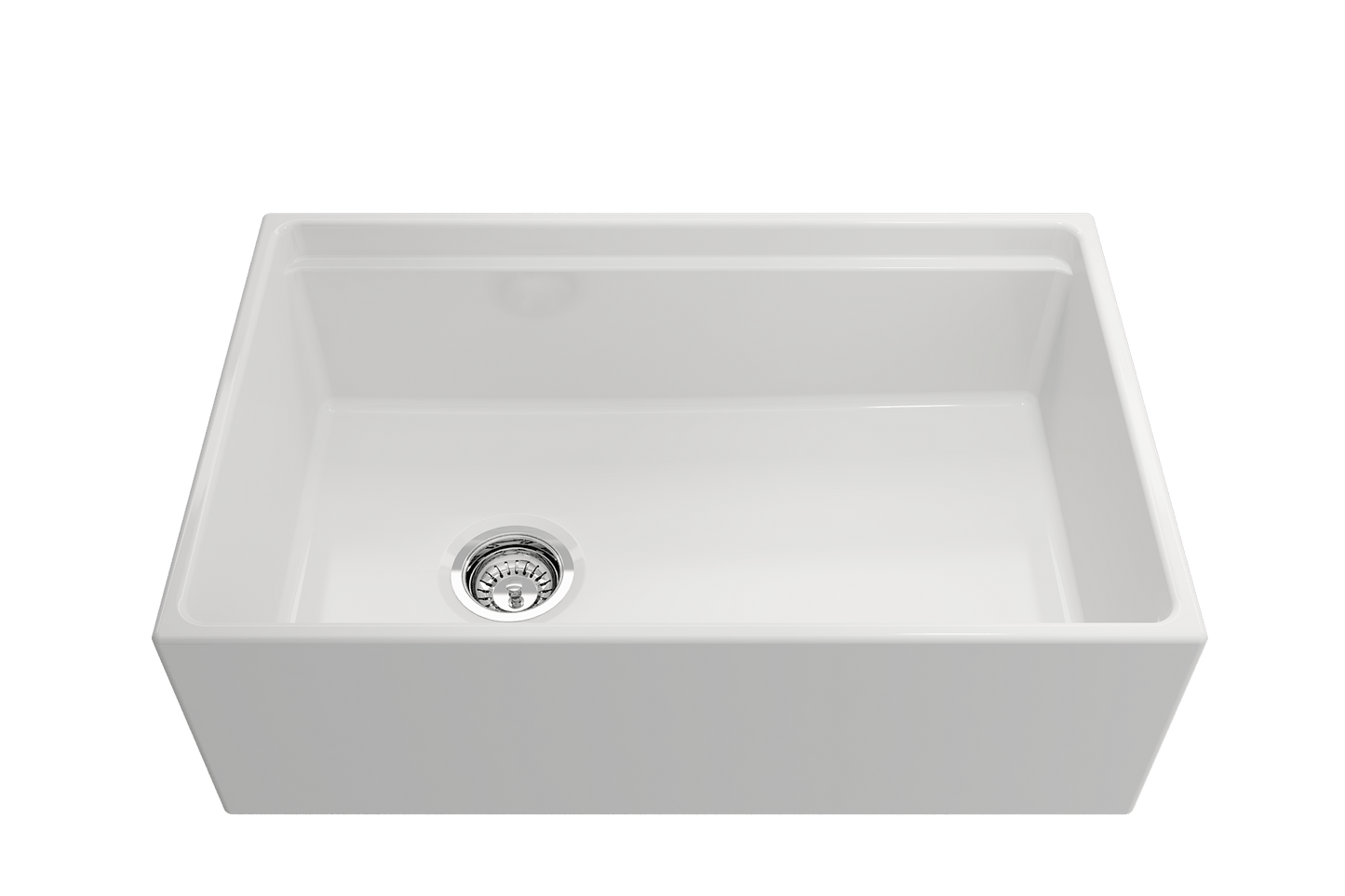 Contempo Step-Rim Apron Front Fireclay 30" Single Bowl Kitchen Sink in White