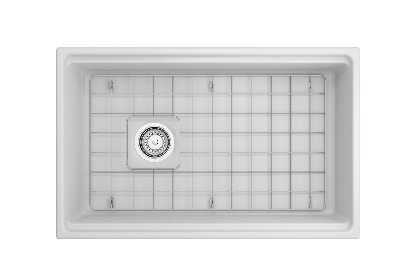 Contempo Step-Rim Apron Front Fireclay 30" Single Bowl Kitchen Sink, Matte White