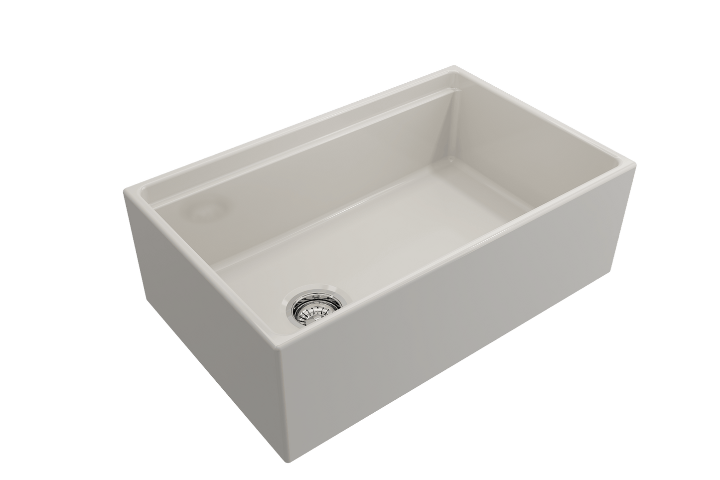 Contempo Step-Rim Apron Front Fireclay 30" Single Bowl Kitchen Sink in Biscuit