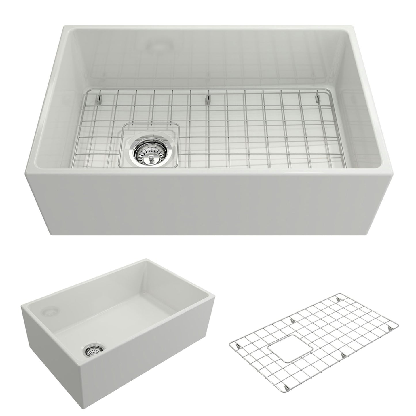 Contempo Apron Front Fireclay 30" Single Bowl Kitchen Sink in White
