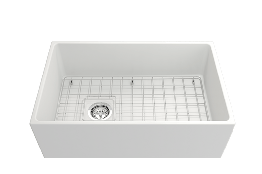 Contempo Apron Front Fireclay 30" Single Bowl Kitchen Sink in Matte White