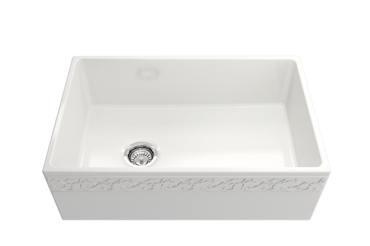 Vigneto Apron Front Fireclay 30" Single Bowl Kitchen Sink in White