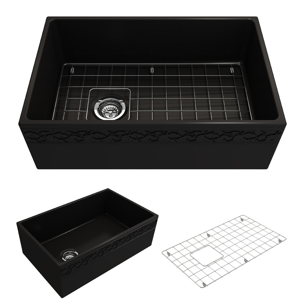Vigneto Apron Front Fireclay 30" Single Bowl Kitchen Sink in Matte Black
