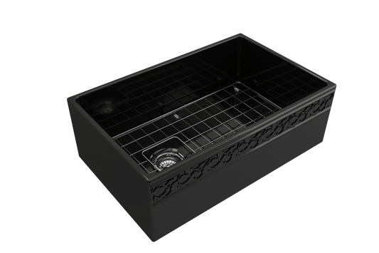 Vigneto Apron Front Fireclay 30" Single Bowl Kitchen Sink in Black
