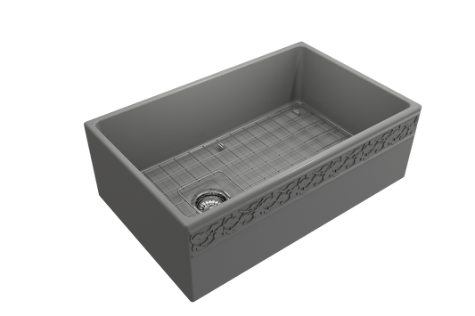 Vigneto Apron Front Fireclay 30" Single Bowl Kitchen Sink in Matte Gray