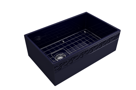 Vigneto Apron Front Fireclay 30" Single Bowl Kitchen Sink in Sapphire Blue