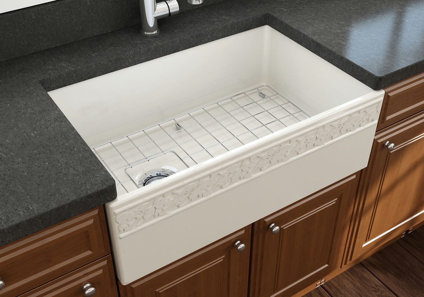 Vigneto Apron Front Fireclay 30" Single Bowl Kitchen Sink in Biscuit