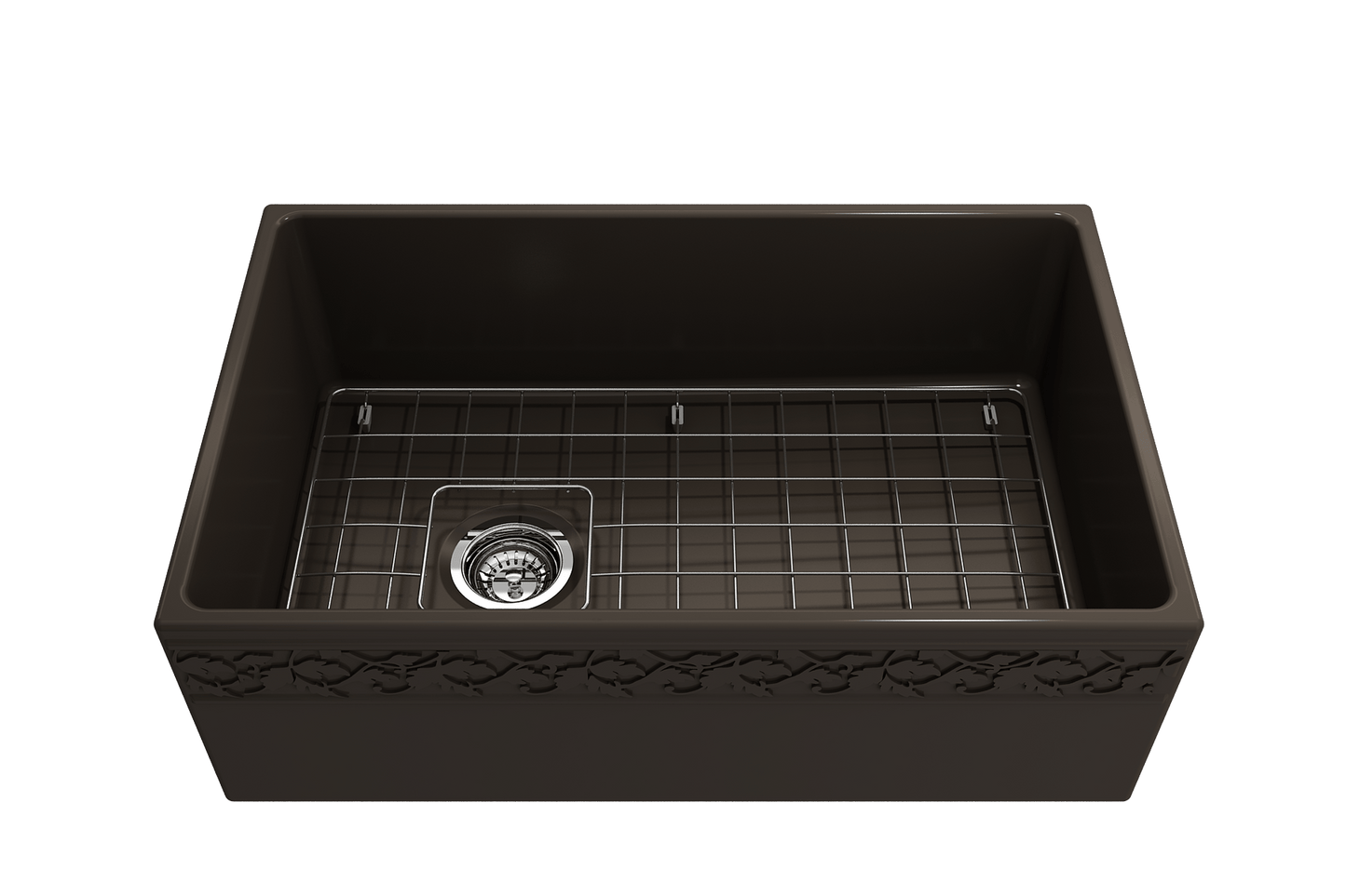 Vigneto Apron Front Fireclay 30" Single Bowl Kitchen Sink in Matte Brown