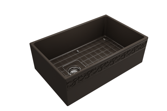 Vigneto Apron Front Fireclay 30" Single Bowl Kitchen Sink in Matte Brown