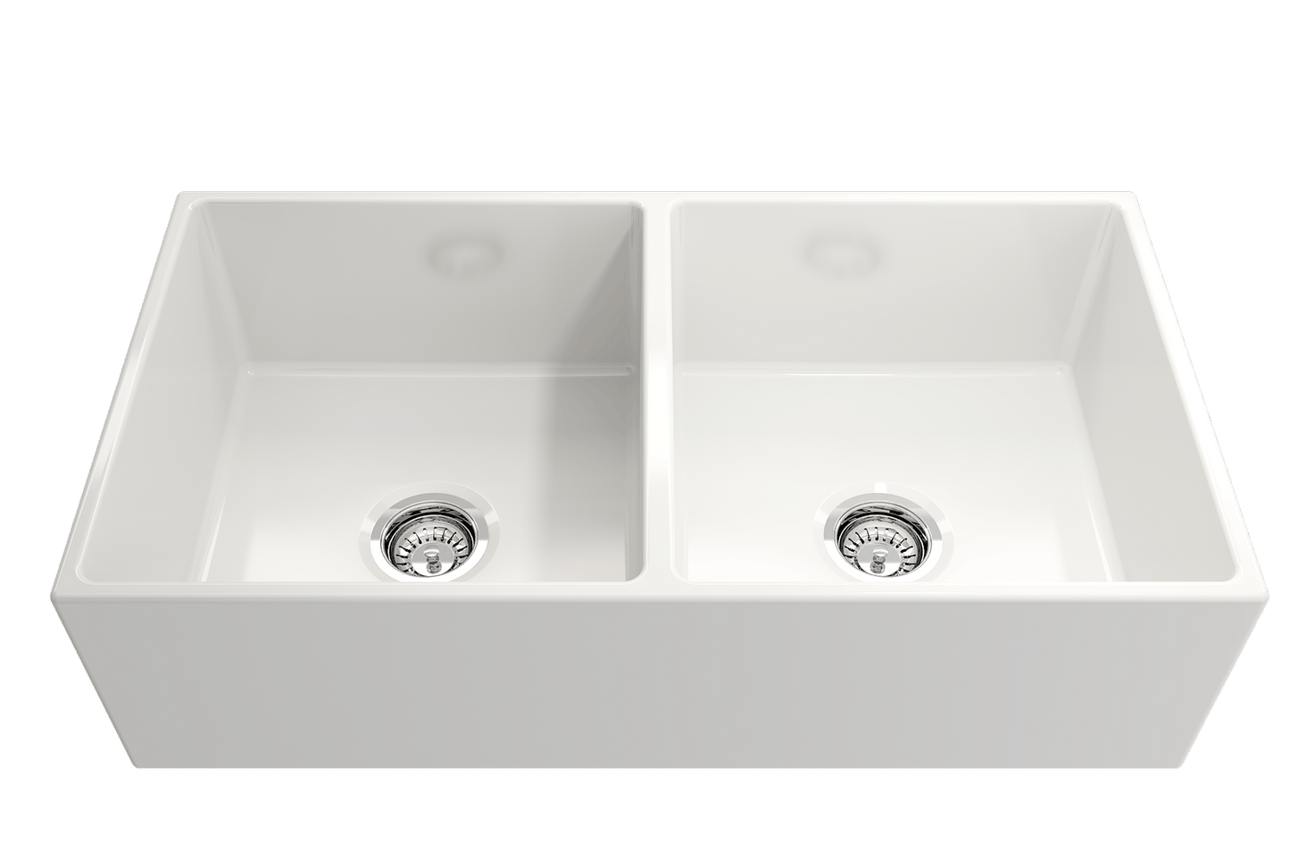 Contempo Apron Front Fireclay 36" Double Bowl Kitchen Sink in White