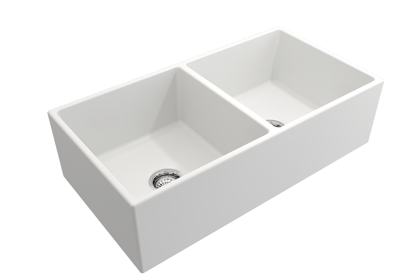 Contempo Apron Front Fireclay 36" Double Bowl Kitchen Sink in Matte White