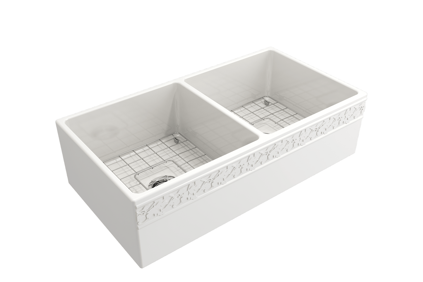 Vigneto Apron Front Fireclay 36" Double Bowl Kitchen Sink in White